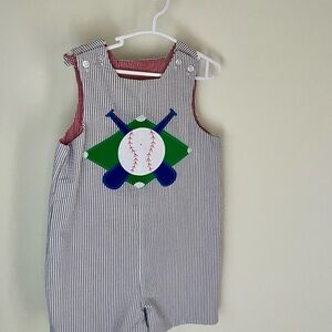 Bailey Boys 3T Striped Baseball-Themed Kids One Piece Romper